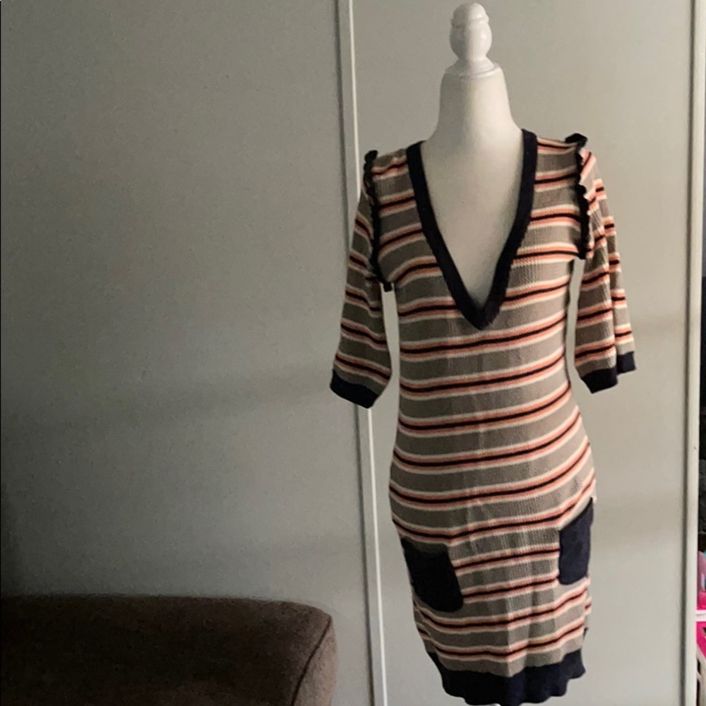 April, May striped mini dress with pockets x small